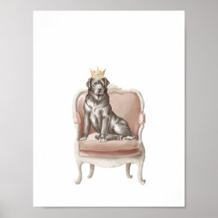 Schwarzer Labrador Hund mit Royal Crown Poster