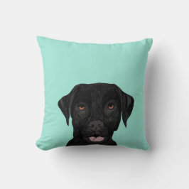 Schwarzer Labrador Hund Pillow - niedliches schwar Kissen