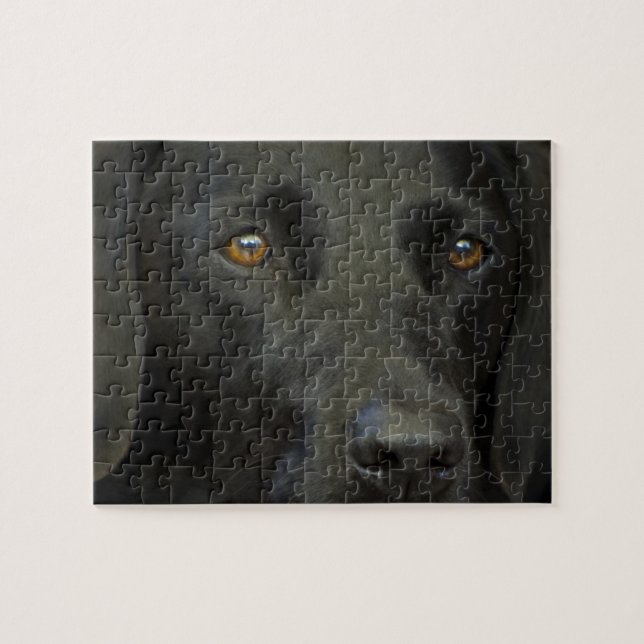 Schwarzer Labrador-Hund Puzzle (Horizontal)