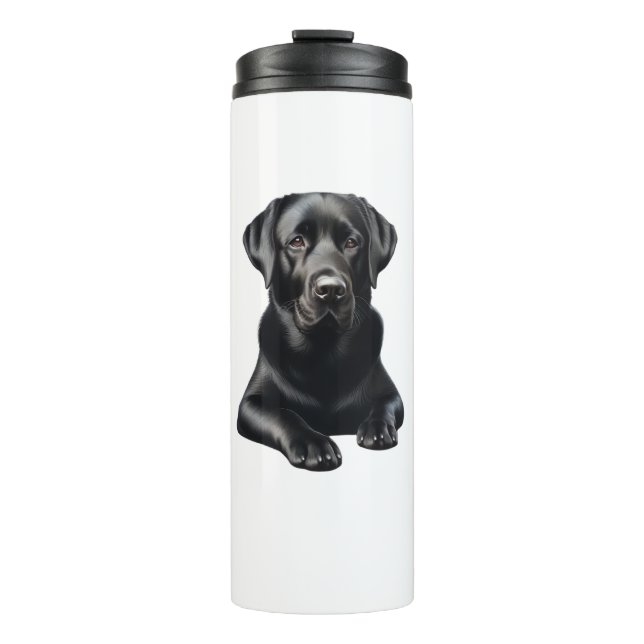 Schwarzer Labrador Hund Thermosbecher (Vorderseite)