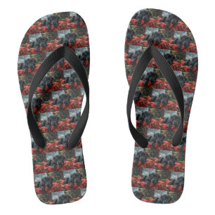 Schwarzer Labrador Hund Weihnachtsfestlich Flip Flops