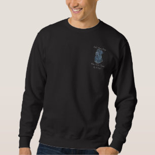 Schwarzer Labrador Hundeportrait mit lustigem Slog Sweatshirt