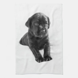 Schwarzer Labrador-Hundewelpe Geschirrtuch