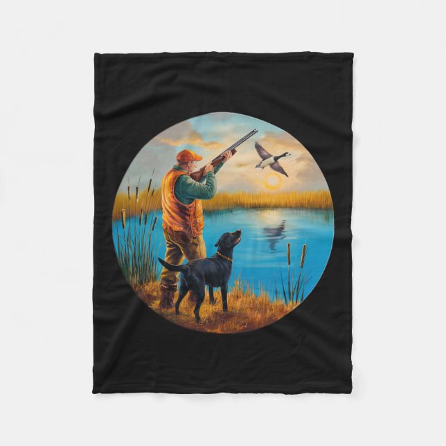 Schwarzer Labrador Jäger Labrador. Jagd Gänse Wass Fleecedecke (Vorderseite)