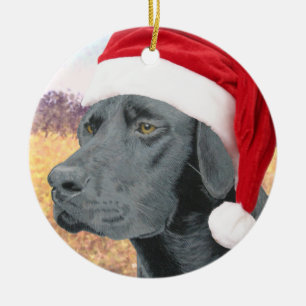 Schwarzer Labrador Keramik Ornament