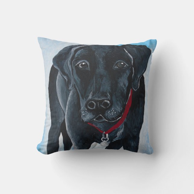 Schwarzer Labrador Kissen (Vorderseite)