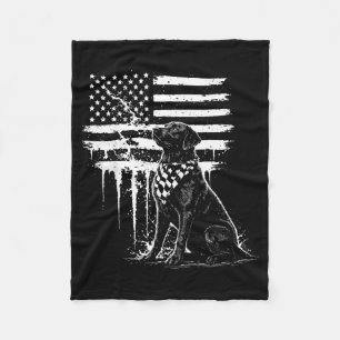 Schwarzer Labrador Lab Amerikanische Flagge Kunstw Fleecedecke