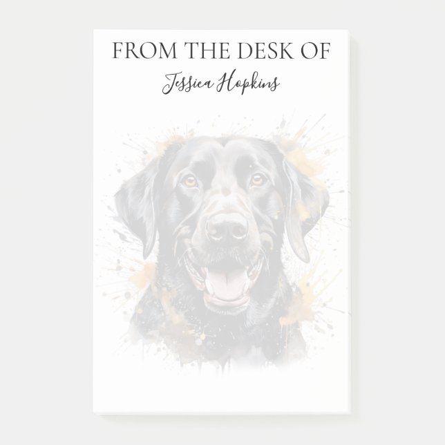 Schwarzer Labrador-Liebhaber monogrammierter Hund Post-it Klebezettel (Vorderseite)