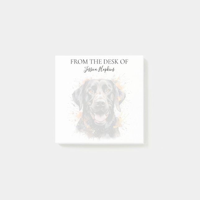 Schwarzer Labrador-Liebhaber monogrammierter Hund Post-it Klebezettel (Vorderseite)