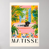 Schwarzer Labrador Matisse Druck Lustig Tropisch