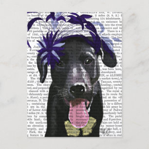 Schwarzer Labrador mit blauem Faszinator Postkarte