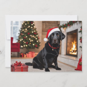 Schwarzer Labrador mit einem Weihnachtsbaum Feiertagskarte