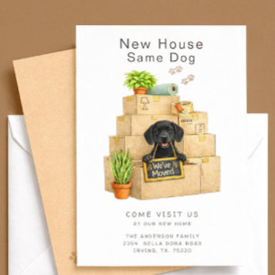 Schwarzer Labrador Neuer Haus Umzug Ankündigung