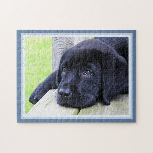 Schwarzer Labrador Niedlicher Welpenhund 11 x 14 H Puzzle