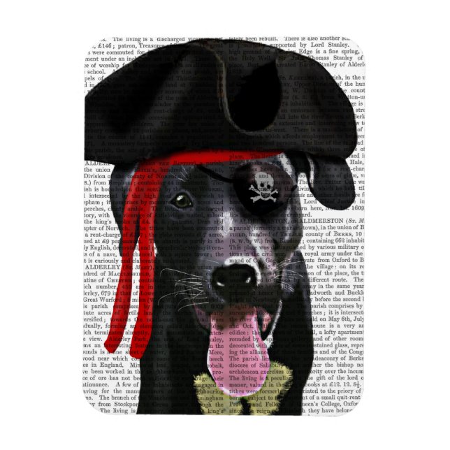 Schwarzer Labrador Pirate Magnet (Vertikal)