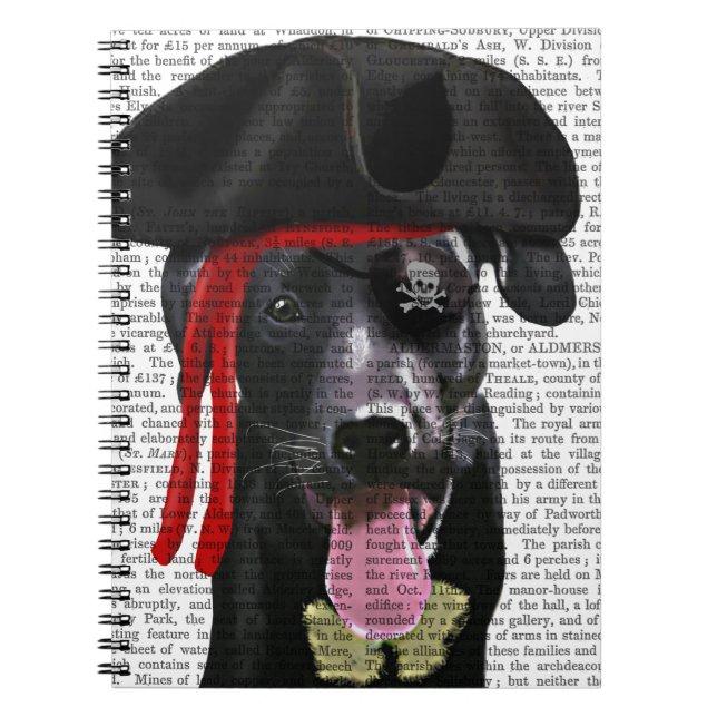 Schwarzer Labrador Pirate Notizblock (Vorderseite)