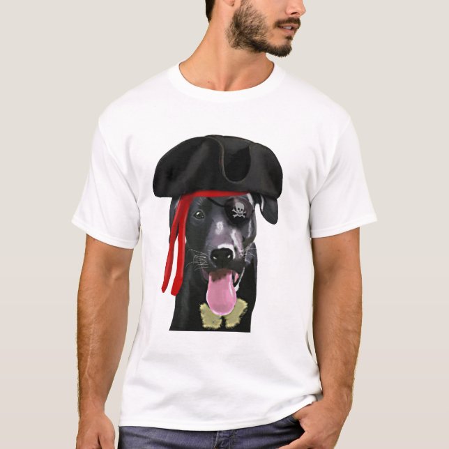 Schwarzer Labrador Pirate T-Shirt (Vorderseite)