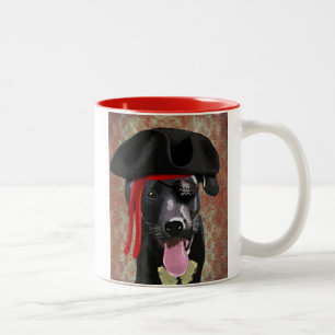 Schwarzer Labrador-Piraten-Hund Zweifarbige Tasse
