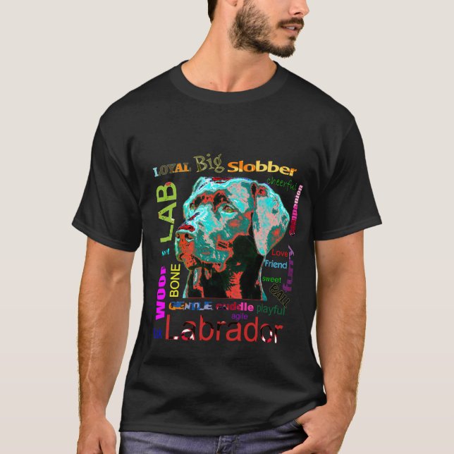 Schwarzer Labrador-Pop-Kunst-Entwurfs-T - Shirt (Vorderseite)