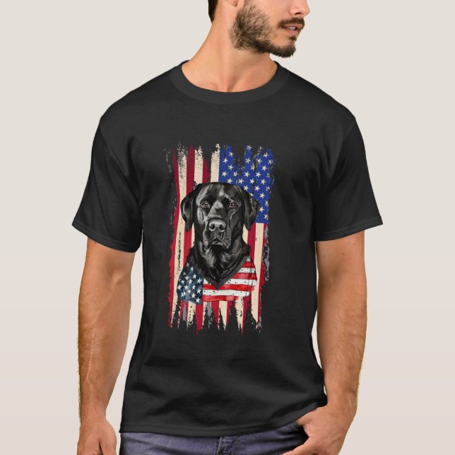 Schwarzer Labrador Retriever 4. Juli T-Shirt (Vorderseite)