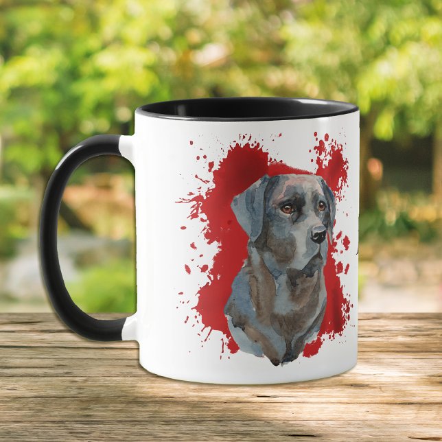 Schwarzer Labrador Retriever Abstrakter Hintergrun Tasse (Von Creator hochgeladen)