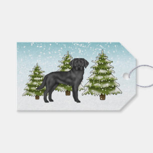 Schwarzer Labrador Retriever Blaue Schnee Winter W Geschenkanhänger