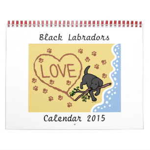 Schwarzer Labrador Retriever Cartoon Calendar 2015 Kalender