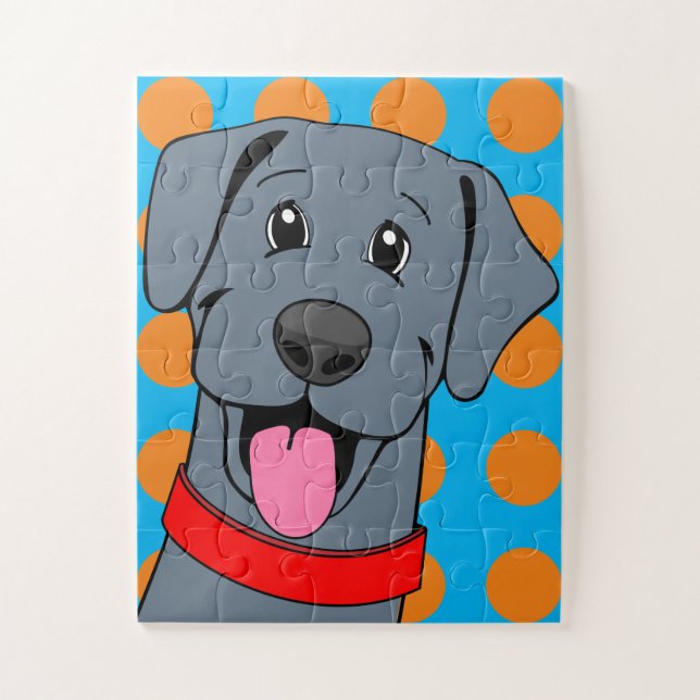 Schwarzer Labrador Retriever Cartoon Puzzle (Vertikal)