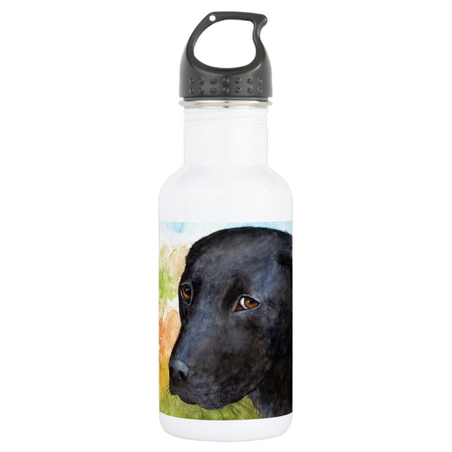 Schwarzer Labrador Retriever Dog 115 Trinkflasche (Vorderseite)