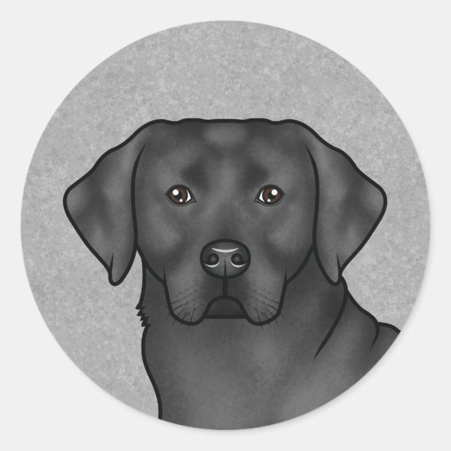 Schwarzer Labrador Retriever Dog Niedlich Portrait Runder Aufkleber (Vorderseite)