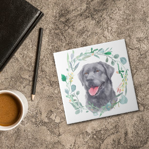 Schwarzer Labrador Retriever Dog Watercolor Wreath Fliese