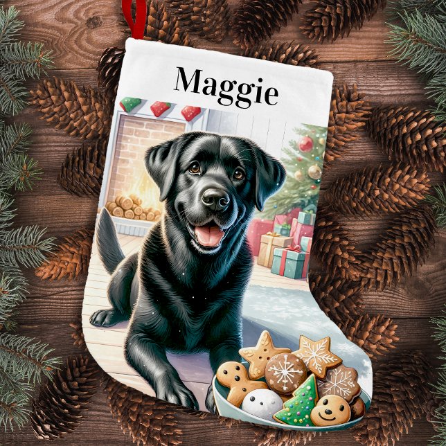 Schwarzer Labrador Retriever Festivals Holiday Dog Kleiner Weihnachtsstrumpf (Von Creator hochgeladen)
