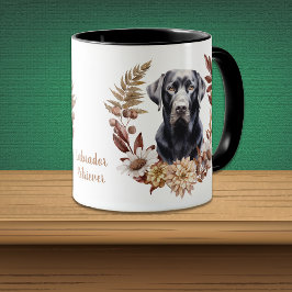 Schwarzer Labrador Retriever Herbstkranz Tasse