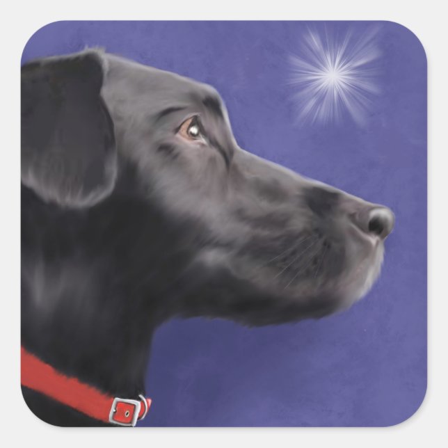 Schwarzer Labrador Retriever Holiday Sticker (Vorderseite)