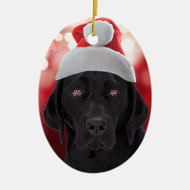 Schwarzer Labrador retriever-Hund Keramikornament (Vorne)