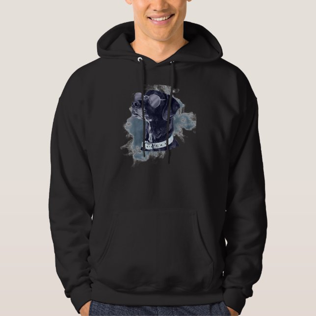 Schwarzer Labrador Retriever Hund mit Brille Hund Hoodie (Vorderseite)