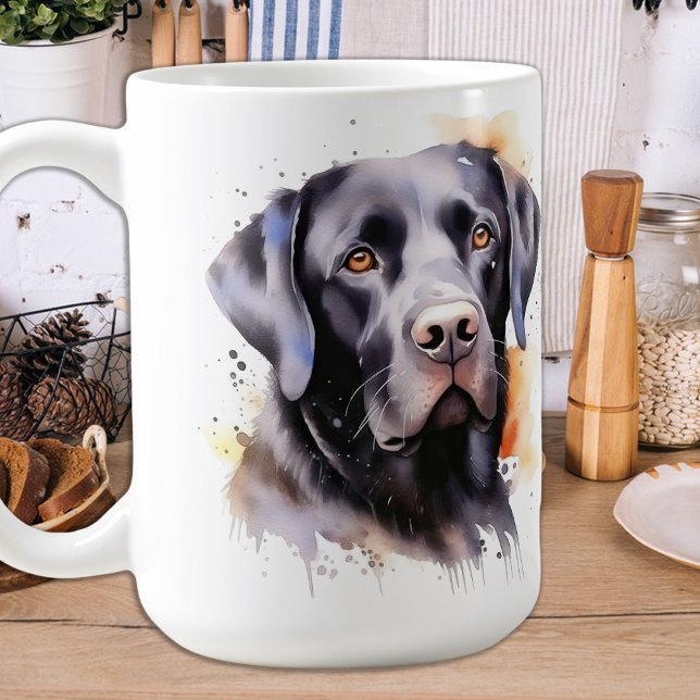 Schwarzer Labrador Retriever Hund Moderne Wasserfa Tasse (Von Creator hochgeladen)