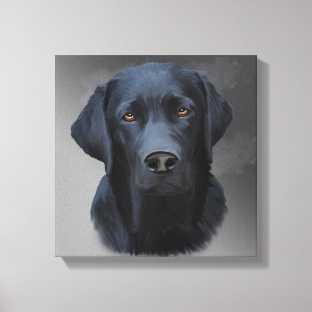 Schwarzer Labrador Retriever Hund Portrait Kunstma Leinwanddruck (Vorderseite)