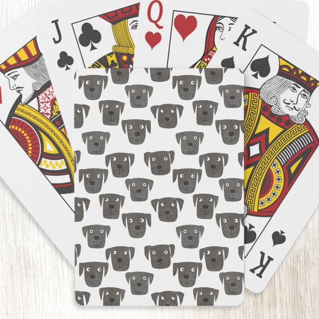 Schwarzer Labrador Retriever Hund Spielkarten (Black Labrador Retriever dog pattern art playing cards)