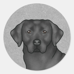 Schwarzer Labrador Retriever Hund Süßes Porträt Gr Runder Aufkleber