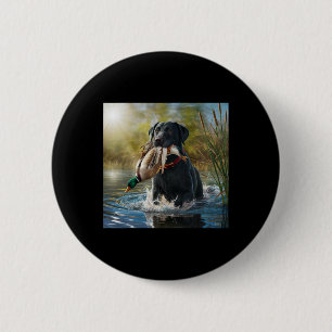 Schwarzer Labrador Retriever Hunde Jagd Enten in e Button