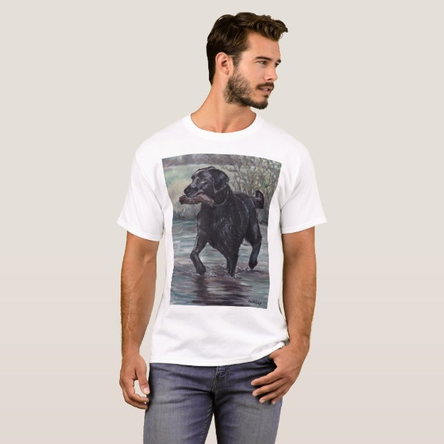Schwarzer Labrador-Retriever-Hundekunst-T - Shirt (Vorne ganz)