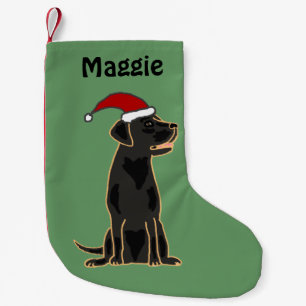 Schwarzer Labrador-Retriever im Kleiner Weihnachtsstrumpf