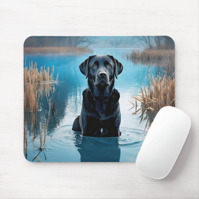 Schwarzer Labrador Retriever im Lake Water Mousepad (Mit Mouse)