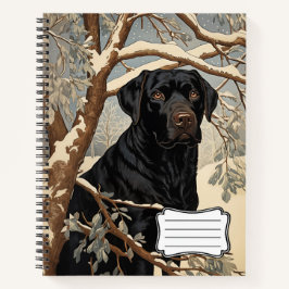 Schwarzer Labrador-Retriever im Winter Notizbuch
