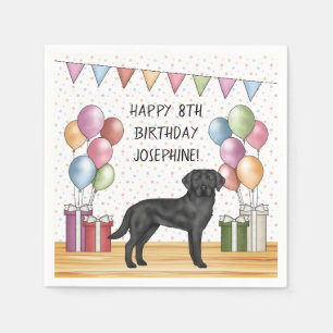 Schwarzer Labrador Retriever Lab Hund Farbige Gebu Serviette
