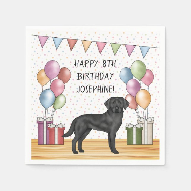 Schwarzer Labrador Retriever Labrador Hund farbenf Serviette (Vorderseite)