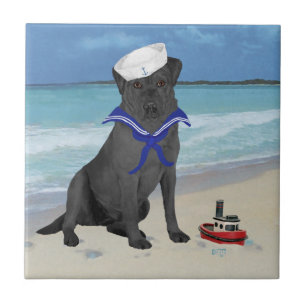 Schwarzer Labrador Retriever Matrose Fliese