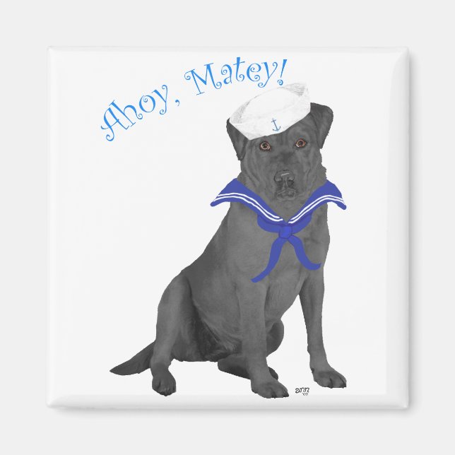 Schwarzer Labrador Retriever Matrose Magnet (Vorne)