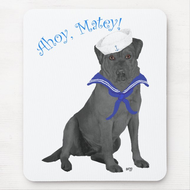Schwarzer Labrador Retriever Matrose Mousepad (Vorne)